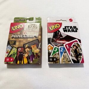 Lot Of 2 UNO Minecraft and Star Wars Card Game Set NEW